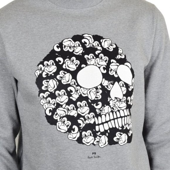 PS Paul Smith Crewneck Sweatshirt Grey Monkey Skull Small - Picture 2 of 8